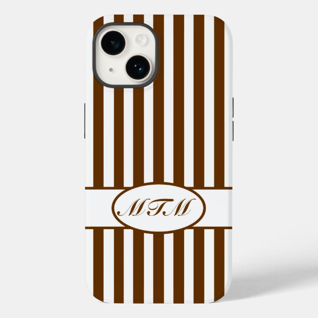 Nutmeg Autumnal Streifen mit Monogramm Case-Mate iPhone Hülle (Rückseite)