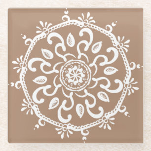 Nutmeg Mandala Glasuntersetzer