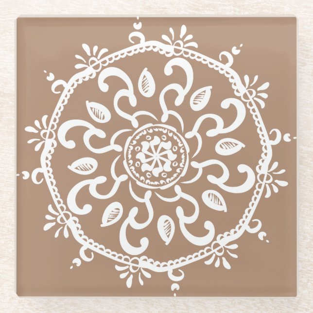 Nutmeg Mandala Glasuntersetzer (Vorderseite)