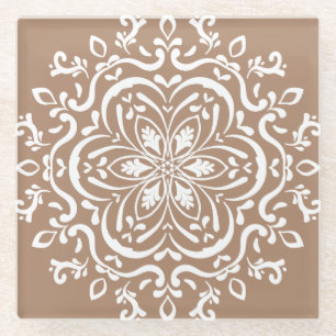 Nutmeg Mandala Glasuntersetzer