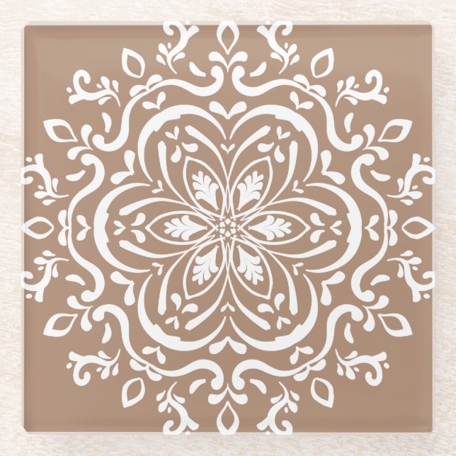 Nutmeg Mandala Glasuntersetzer (Vorderseite)