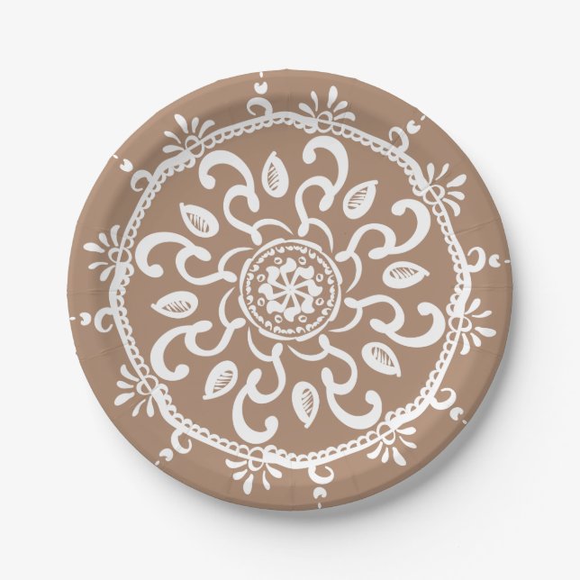 Nutmeg Mandala Pappteller (Vorderseite)