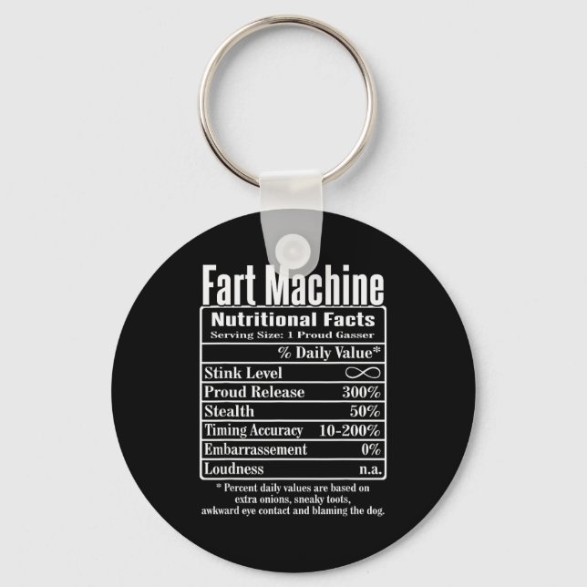 Nutrion Facts Fart Machine Dad Jokes Funny Farting Schlüsselanhänger (Vorderseite)