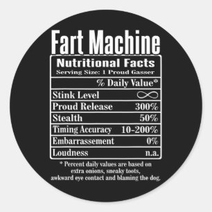 Nutrion Facts Furz Vater Jokes Funny Farting Runder Aufkleber