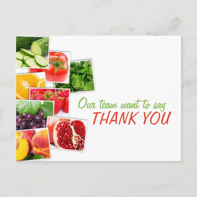 Nutrition Team Thank You Feedback Postcard Postkarte (Vorderseite)