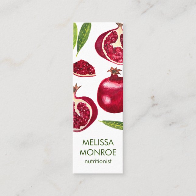 Nutritionist Koch Coach Pomegranates Herbst Obst Mini Visitenkarte (Vorderseite)