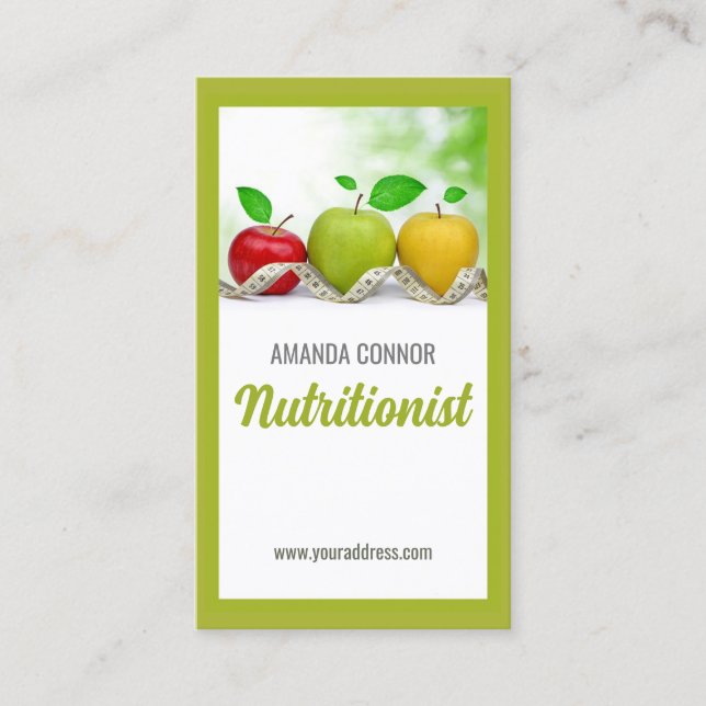 Nutritionist Nutrition Coach Apfelfruchtkarte Visitenkarte (Vorderseite)