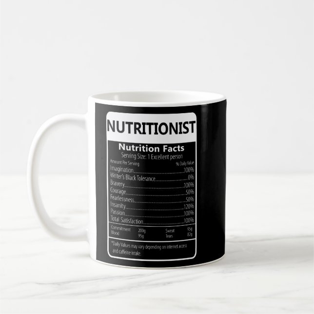 Nutritionist Nutrition Facts Sarcastic Graphic Kaffeetasse (Links)