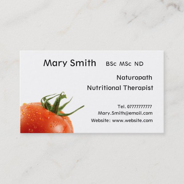 Nutritionist / Nutritional Therapist / Naturopath Visitenkarte (Vorderseite)