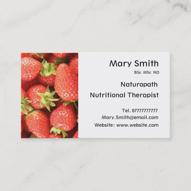 Nutritionist / Nutritional Therapist / Naturopath Visitenkarte (Vorderseite)
