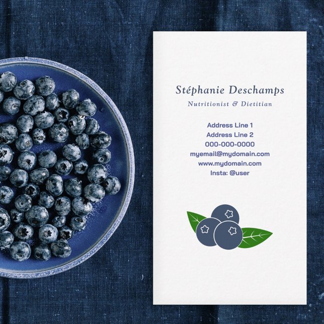 Nutritionniste et diététiste Carte de visite Blueb (Nutritionist & Dietitian Blueberry Business Card)