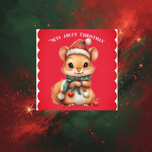 Nuts About Christmas Playful Squirrel Winter Dress Aufkleber (Nuts About Christmas Playful Squirrel Winter Dress Sticker)