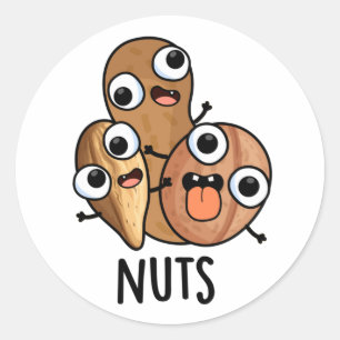 Nuts Funny Nutty Food Puff Runder Aufkleber