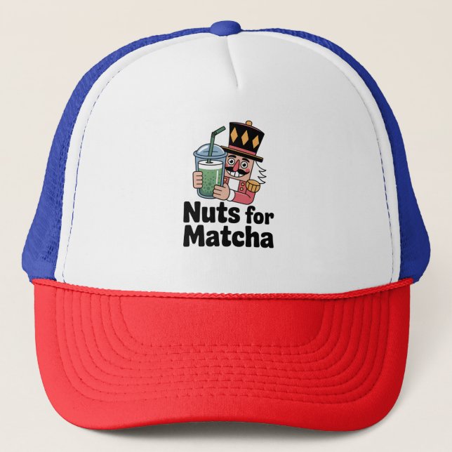 Nuts für Matcha Weihnachtsnachtscreme Matcha Drink Truckerkappe (Vorderseite)