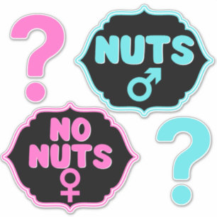 Nuts oder No Nuts Pink Blue Gender Reveal Aufklebe Aufkleber