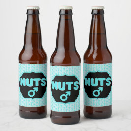 Nuts oder No Nuts Pink|Blue Gender Reveal Funny Bierflaschenetikett