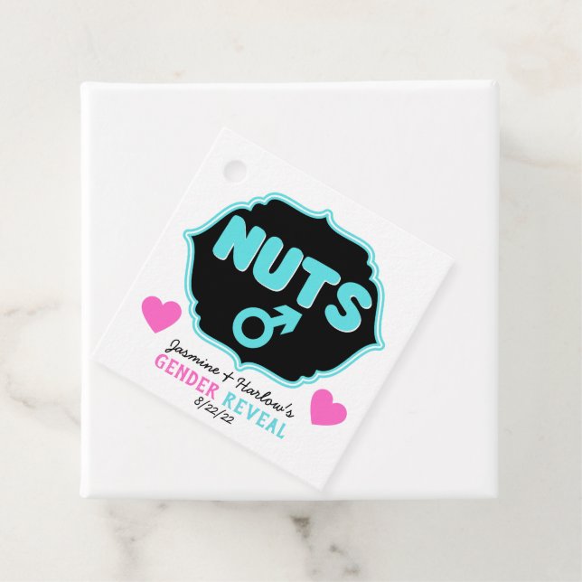 Nuts oder No Nuts Pink|Blue Gender Reveal Geschenkanhänger (Beispiel)