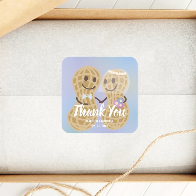 Nuts über einander Elegant Wedding Vielen Dank Quadratischer Aufkleber (Von Creator hochgeladen)