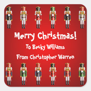 Nutty Nutcracker Toy Soldiers Army Cartoon Quadratischer Aufkleber