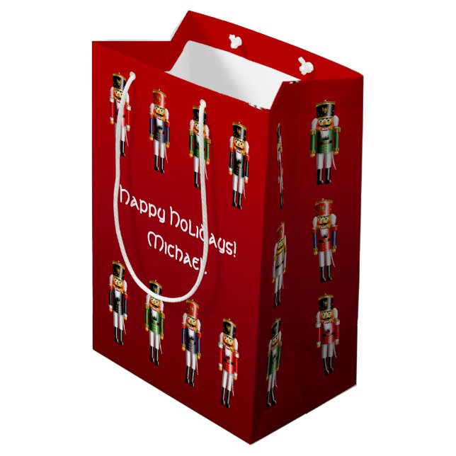 Nutty Nutcracker Toy Soldiers Mittlere Geschenktüte (Rückseite Schrägansicht)