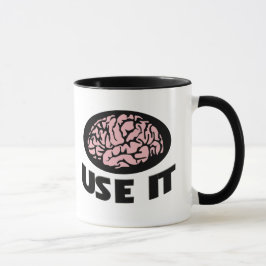 "Nutze es"-Tasse – minimalistisches rosa Gehirn-De Tasse