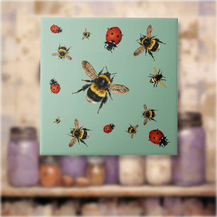 Nützliche Bienen und Marienkäfer Fliese