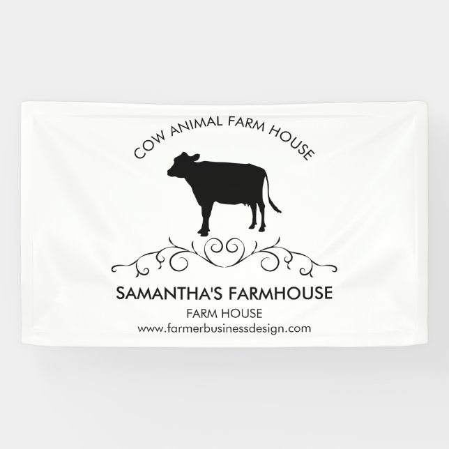 Nutztier Kuh Silhouette Banner (Horizontal)