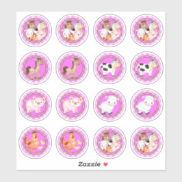 Nutztiere Set barnyard Gingham hellrosa Aufkleber