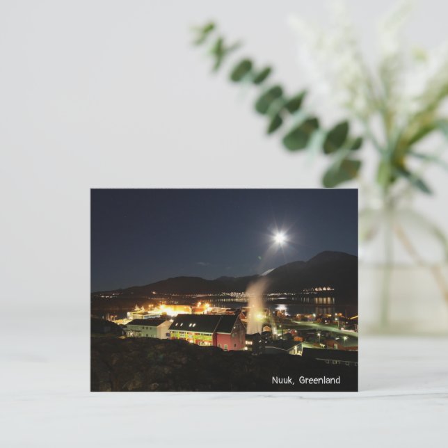 Nuuk, Grönland-Nachtblick Feiertagspostkarte (Stehend Vorderseite)