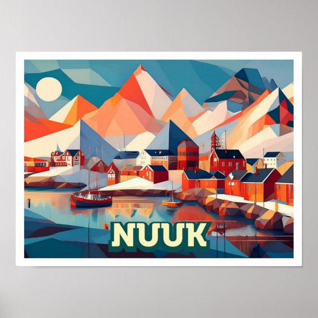 Nuuk Grönland Travel künstlerisch farbig Poster (Vorne)