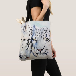 Nuzzling Aquarell-Schnee-Leoparden Tasche