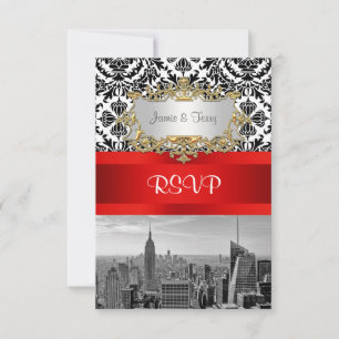 NY City Skyline BW 432 Damast RSVP 1 Karte