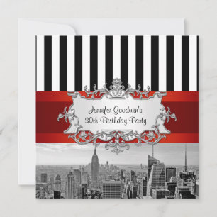 NY City Skyline BW B2 Geburtstagseinladung Einladung