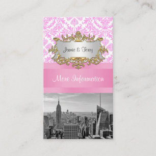 NY City Skyline BW D4P Pink Damask Umschlag Begleitkarte