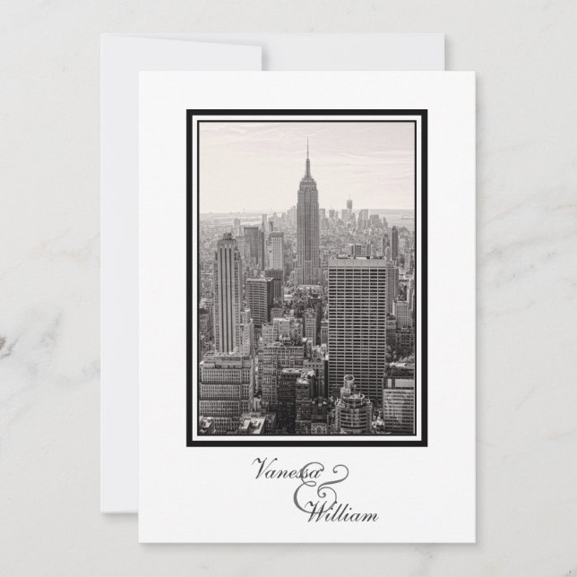 NY City Skyline ESB BW Wedding Invitation (Devant)
