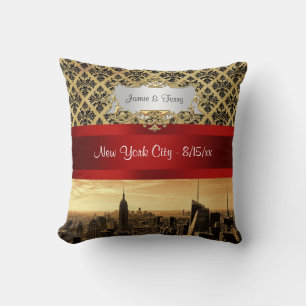 NY City Skyline Sepia B4 Damast Kissen