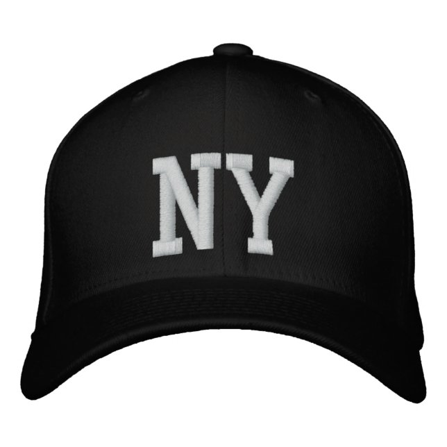 NY Custom Cap - Schwarzweiß Bestickte Kappe (Vorderseite)