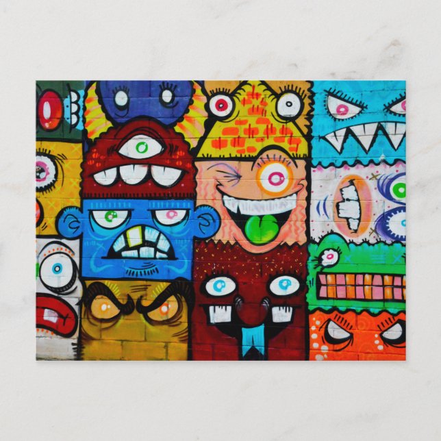NY Graffiti Street Art - Niedliche Alberne Monster Postkarte (Vorderseite)