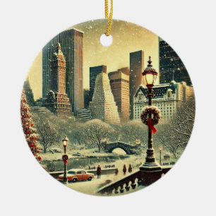 NY - Ikonische Weihnachtsmagie im Big Apple Keramik Ornament