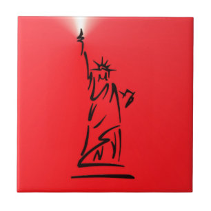 NY Lady Liberty Rot Fliese
