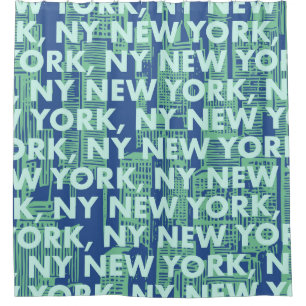 NY NEW YORK Grafikmuster Duschvorhang