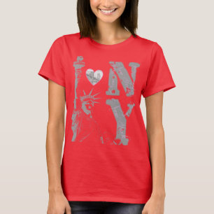 NY New York, Skyline, Freiheit für Frauen und T-Shirt