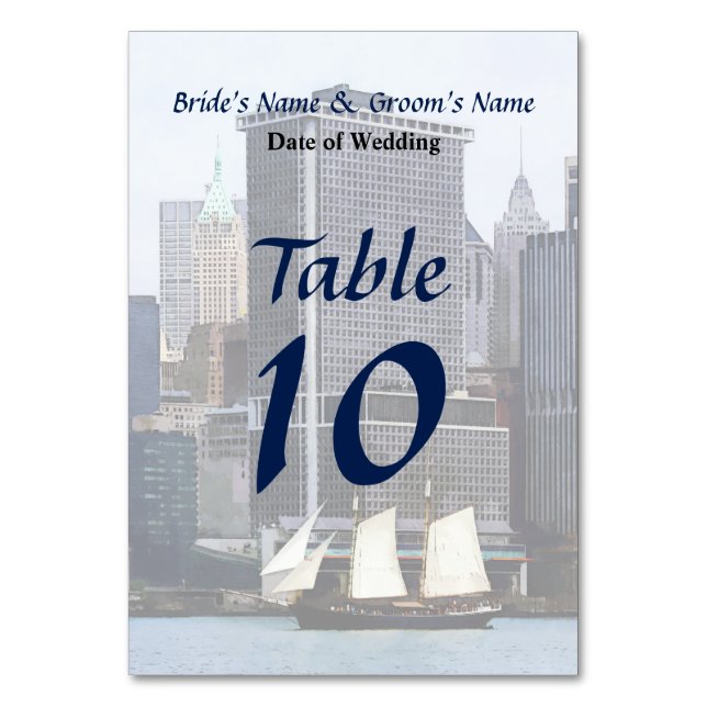 NY - Schooner gegen Manhattan Skyline Tischnummer (Vorderseite)