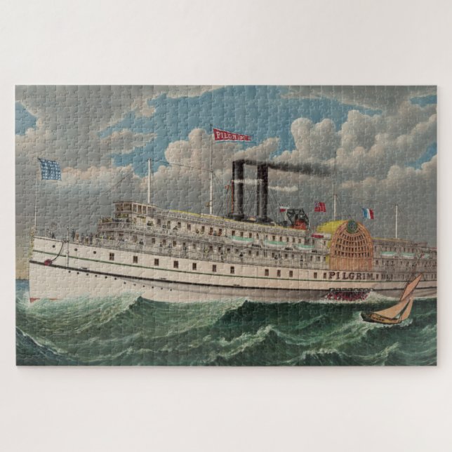 NY Voyage Grand Paddlewheel Dampfboot Pilgrim (Horizontal)