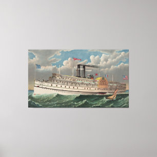 NY Voyage Grand Paddlewheel Dampfboot Pilgrim Leinwanddruck