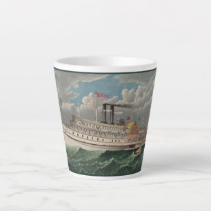 NY Voyage Grand Paddlewheel Dampfboot Pilgrim Milchtasse