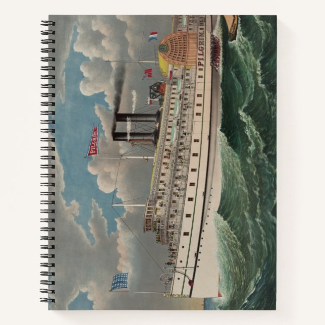 NY Voyage Grand Paddlewheel Dampfboot Pilgrim Notizbuch (Vorderseite)