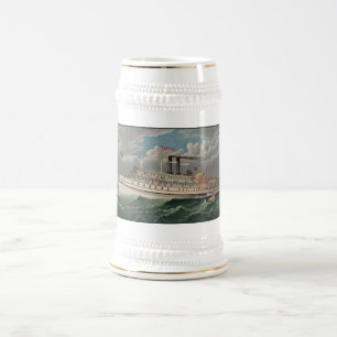 NY Voyage Grand Paddlewheel Dampfer The Pilgrim Bierglas