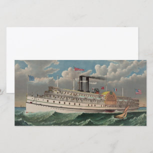 NY Voyage Grand Paddlewheel Dampfer The Pilgrim Feiertagskarte