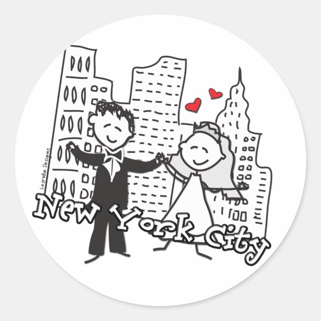 NY Wedding Runder Aufkleber (Vorderseite)